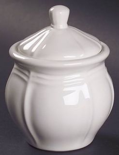 Mikasa Antique White Small Covered Jar & Lid, Fine China Dinnerware   All White,