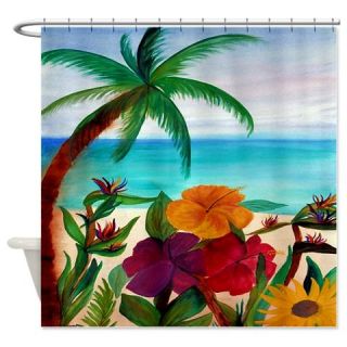  Tropical Floral Beach Shower Curtain
