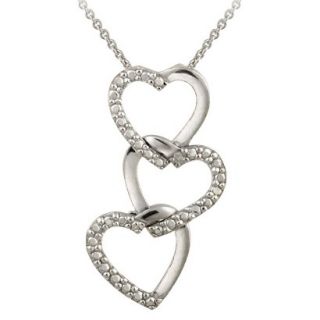 Sterling Silver Diamond Accented Triple Heart Necklace 18