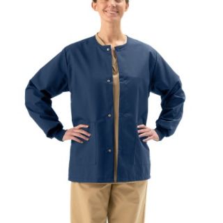 Medline Unisex Snap Front Warm Up Jacket with Two Pockets   Navy (Small)