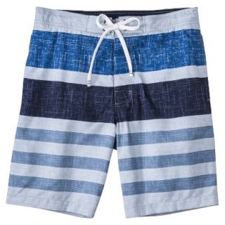 Merona Mens 9 Blue Stripe Boardshort   XL