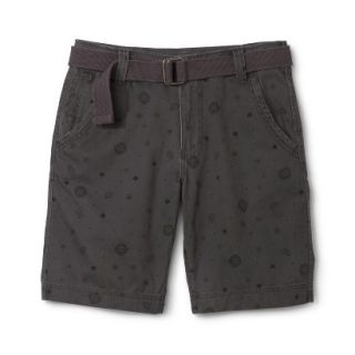 Mossimo Supply Co. Mens Belted Flat Front Shorts   Gray Patina Print 36