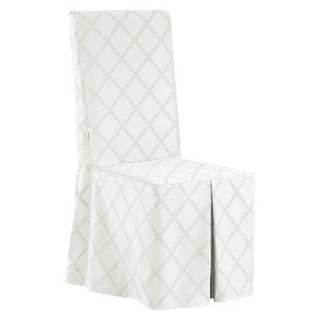 Sure Fit Durham Long Dining Room Chair Slipcover   White