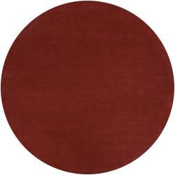 Hand crafted Rust Red Solid Casual Diplo Wool Rug (8 Round)
