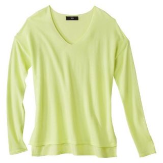 Mossimo Petites Long Sleeve V Neck Pullover Sweater   Luminary Green MP
