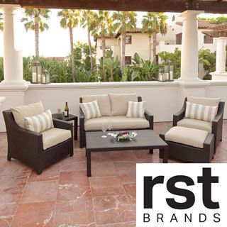 Rst Brands Rst Slate 6 piece Love Seat And Club Chairs Patio Furniture Set Outdoor Model Op peoss6 slt k Brown Size 6 Piece Sets