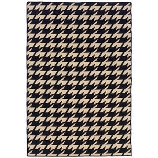 Foundation Collection Black Houndstooth Reversible Rug (5 X 8)