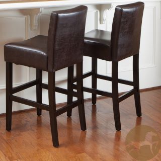 Christopher Knight Home Lopez Brown Leather Bar Stools (set Of 2)