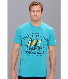 Sperry Top Sider California Dreaming T Shirts Mens Short Sleeve Pullover (Blue)