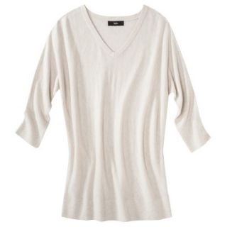 Mossimo Womens 3/4 Sleeve V Neck Value Sweater   Oatmeal Heather S