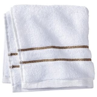 Fieldcrest Luxury Wash Cloth   White/Taupe Stripe