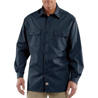 Carhartt Long Sleeve Twill Work Shirt   Navy, 2XL Tall, Model S224