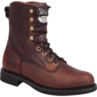 Georgia 8In. Carbo Tec Steel Toe Lacer Work Boot   Dark Brown, Size 10 Wide,