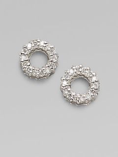 Roberto Coin Diamond & 18K White Gold Circle Earrings   White Gold