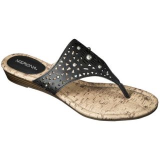 Womens Merona Elisha Perforated Studded Sandals   Black 8.5