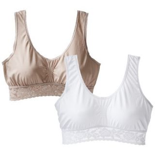 Playtex Womens 2 Pack Cozy Comfort Wirefree Bras X587   White/Nude L