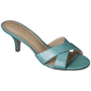 Womens Merona Oessa Kitten Heel Slide Sandal   Turquoise 7.5