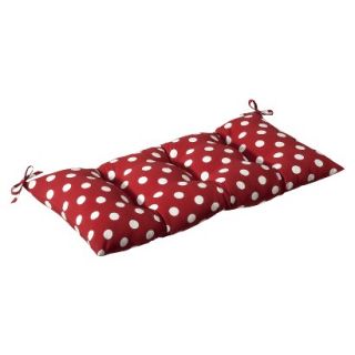 Outdoor Tufted Bench/Loveseat/Swing Cushion   Red/White Polka Dot