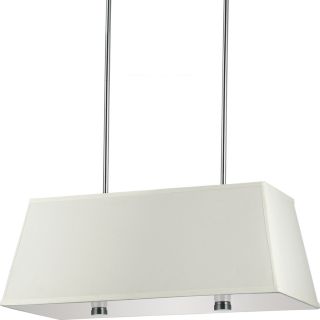 Dayna Large 4 light Brushed Nickel Rectangle Shade Pendant With Faux Silk Shade
