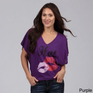 Planet Gold Planet Gold Juniors Butterfly Sleeve Top Purple Size S (1  3)