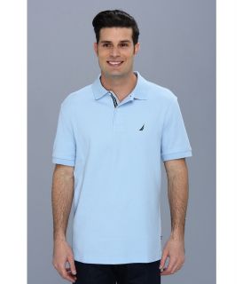 Nautica S/S Solid Polo With Tape Mens Short Sleeve Pullover (Blue)