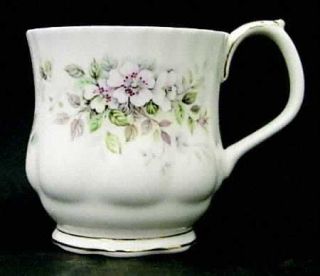 Royal Albert Haworth Mug, Fine China Dinnerware   White Flowers,Green Leaves,Sca