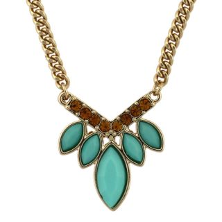 Simulated Turquoise & Topaz Navette Necklace, Yellow