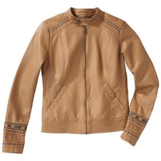 Mossimo Supply Co. Juniors Faux Leather Bomber Jacket  Caramel L