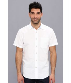 Nautica Ramie/Cotton Solid S/S Button Down Shirt Mens Short Sleeve Button Up (White)
