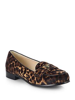 Prada Leopard Print Calf Hair Loafers   Leopard