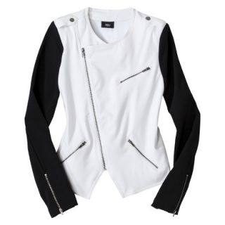 Mossimo Womens Ponte Moto Jacket   White/Black XL