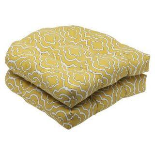 Outdoor 2 Piece Wicker Seat Cushion Set   Yellow/White Starlet