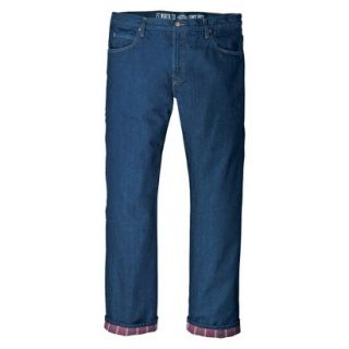 Dickies Mens Relaxed Straight Fit Flannel Lined Jean   Rinsed Indigo Blue 42x32