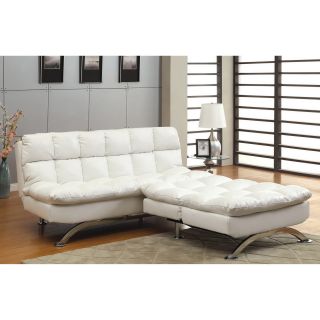 Furniture Of America Modern 2 piece White Leatherette Futon Chair Set