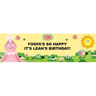Yo Gabba Gabba   Foofa Personalized Birthday Banner