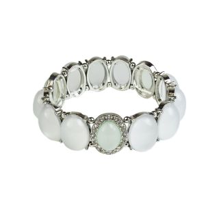 MIXIT Mixit Silver Tone White and Mint Stone Stretch Bracelet