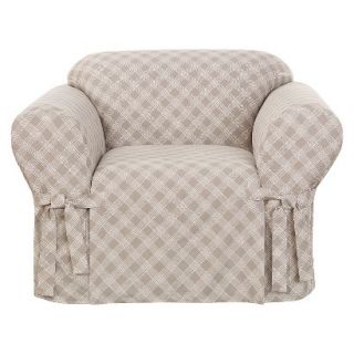 Sure Fit Wavey Plaid Chair Slipcover   Cocoa