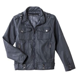 Urban Republic Infant Boys 4 Pocket Faux Leather Aviator Jacket   Charcoal 2T