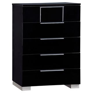 Global Furniture Usa Black High Gloss Chest Black Size 5 drawer