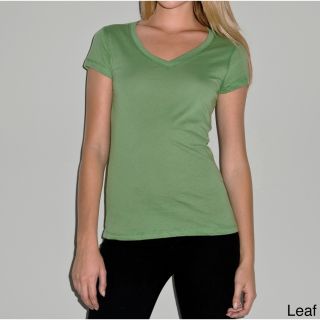 Los Angeles Pop Art Bella Womens V neck Jersey T shirt Green Size M (8  10)