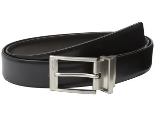Calvin Klein 32MM Reversible Feather Edge Strap Buckle w/ Logo Mens Belts (Black)