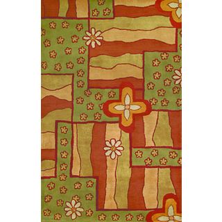 Avalon Green/ Brown Wool Area Rug (8 X 11)