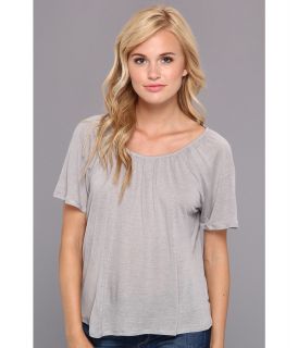 Chaser Shirred Open Back Tee Womens Short Sleeve Pullover (Gray)