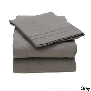 Bed Bath N More Triple Stitch 4 piece Bed Sheet Set Grey Size Twin