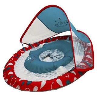 Baby Spring Float Sun With Canopy Cyan/Red Whale print