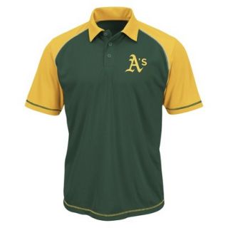 MLB Mens Oakland Athletics Synthetic Polo T Shirt   Green/Yellow (M)
