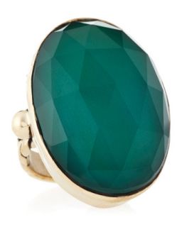 Oval Green Agate Rock Crystal Ring