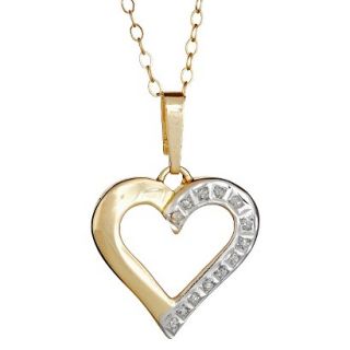 Sterling Silver Heart Pendant Necklace with Diamond Accents   Yellow