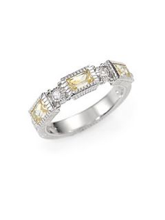 Judith Ripka Canary Crystal, White Sapphire and Sterling Silver Ring   Silver Ca