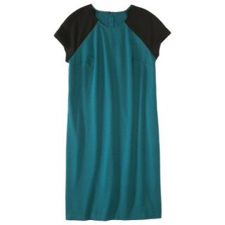 Mossimo Womens Plus Size Short Sleeve Ponte Dress   Teal/Black 1